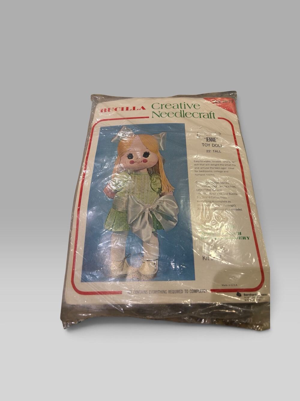 Vtg 1970s Bucilla Creative Needlecraft JENNIE Soft Toy Doll Kit 1677 New Sealed